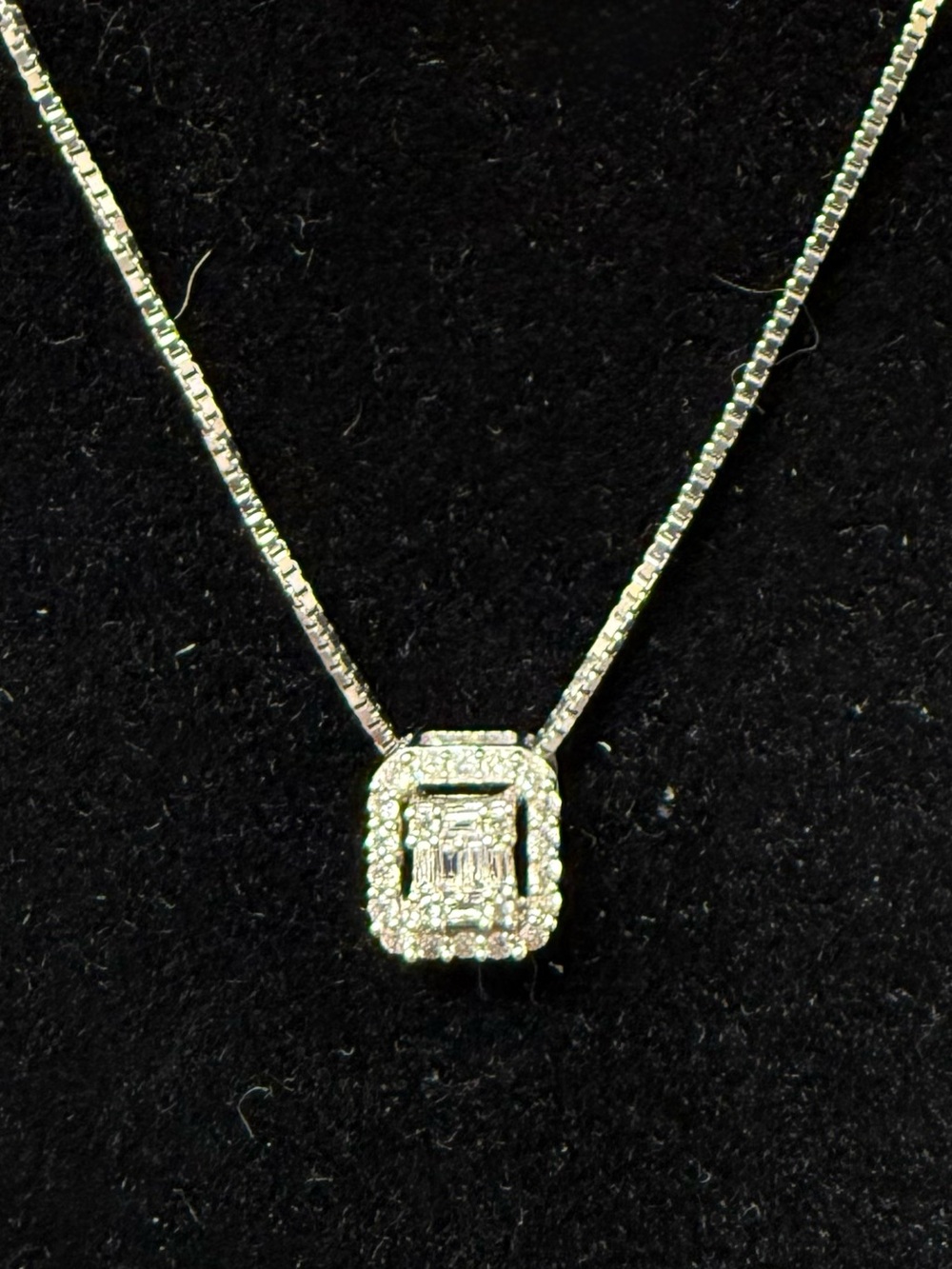 Bony Levy 18K White Gold Diamond Rectangle Pendant Necklace